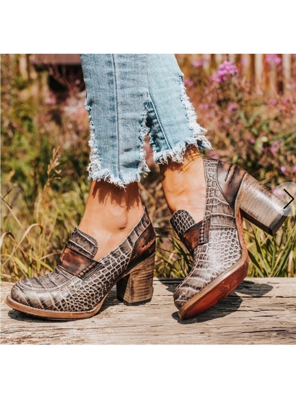 FREEBIRD Bellevue Heels in Stone Croco Leather Size 9